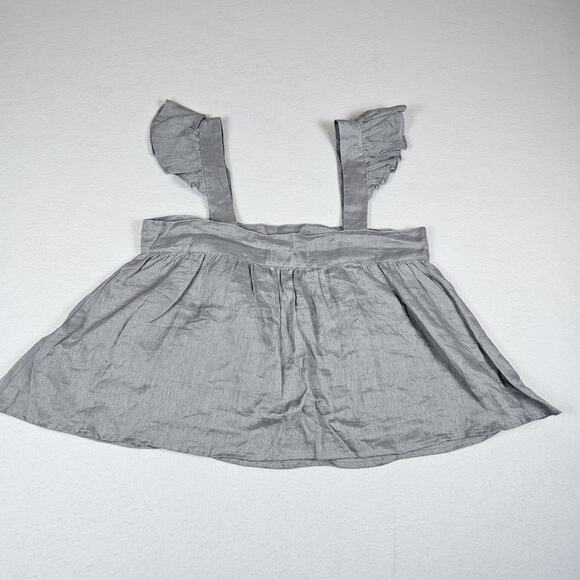 LJC Designs Linen Top Flutter Sleeve Crop Tank Cottage Boho Fairy Ruffle Small - Picture 12 of 12